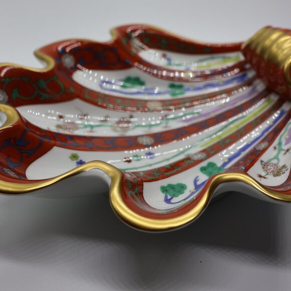 Herend Red Dynasty Siang Rouge Godollo Scalloped Shell Dish - Gorgeous - Picture 2 of 7